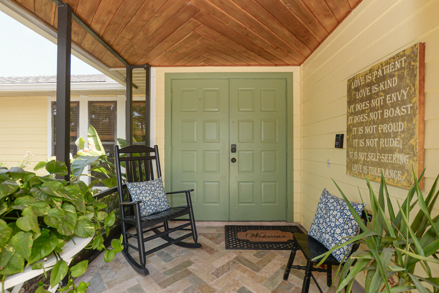 a view of an outdoor space with seating area