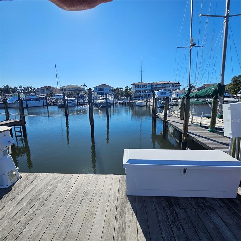 a view of a lake with boats