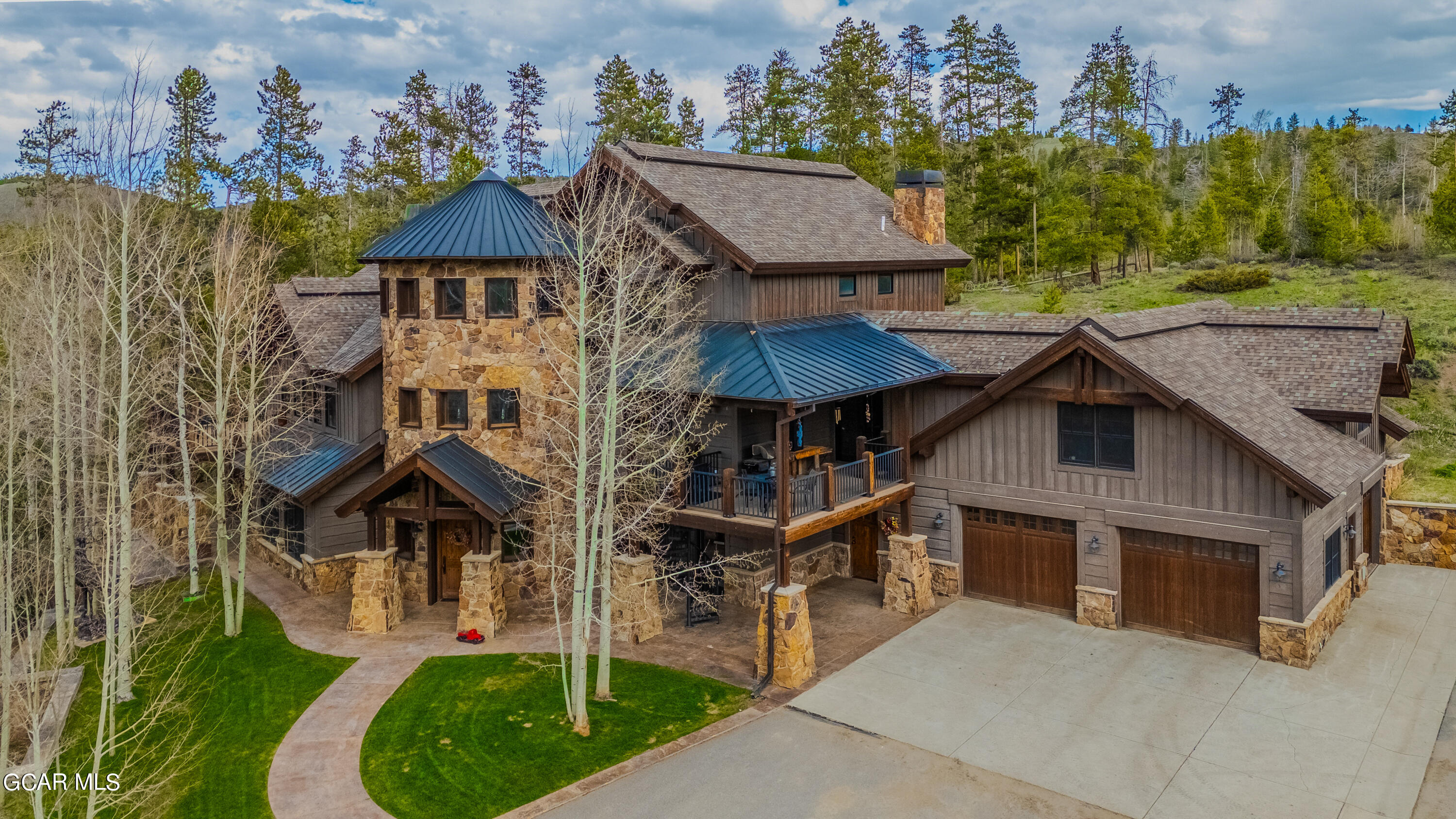 an aerial view of a house