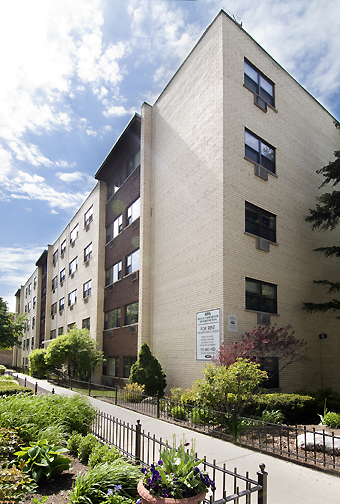 a front view of a building