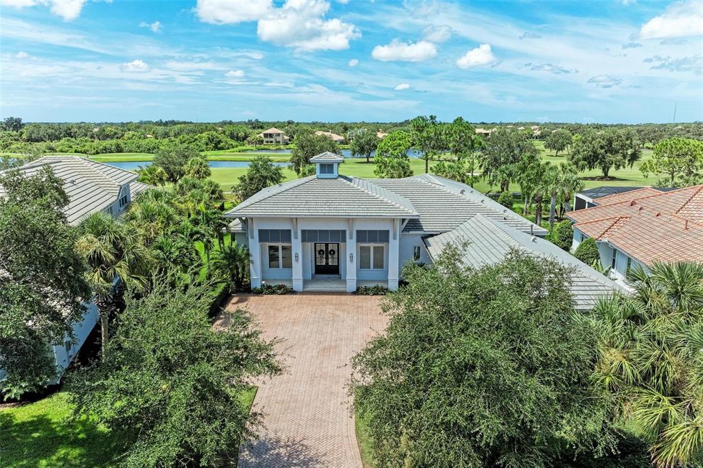 an aerial view of a house