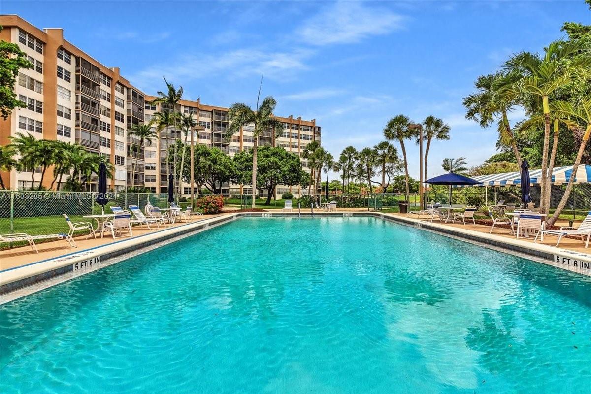 a swimming pool with outdoor seating and yard