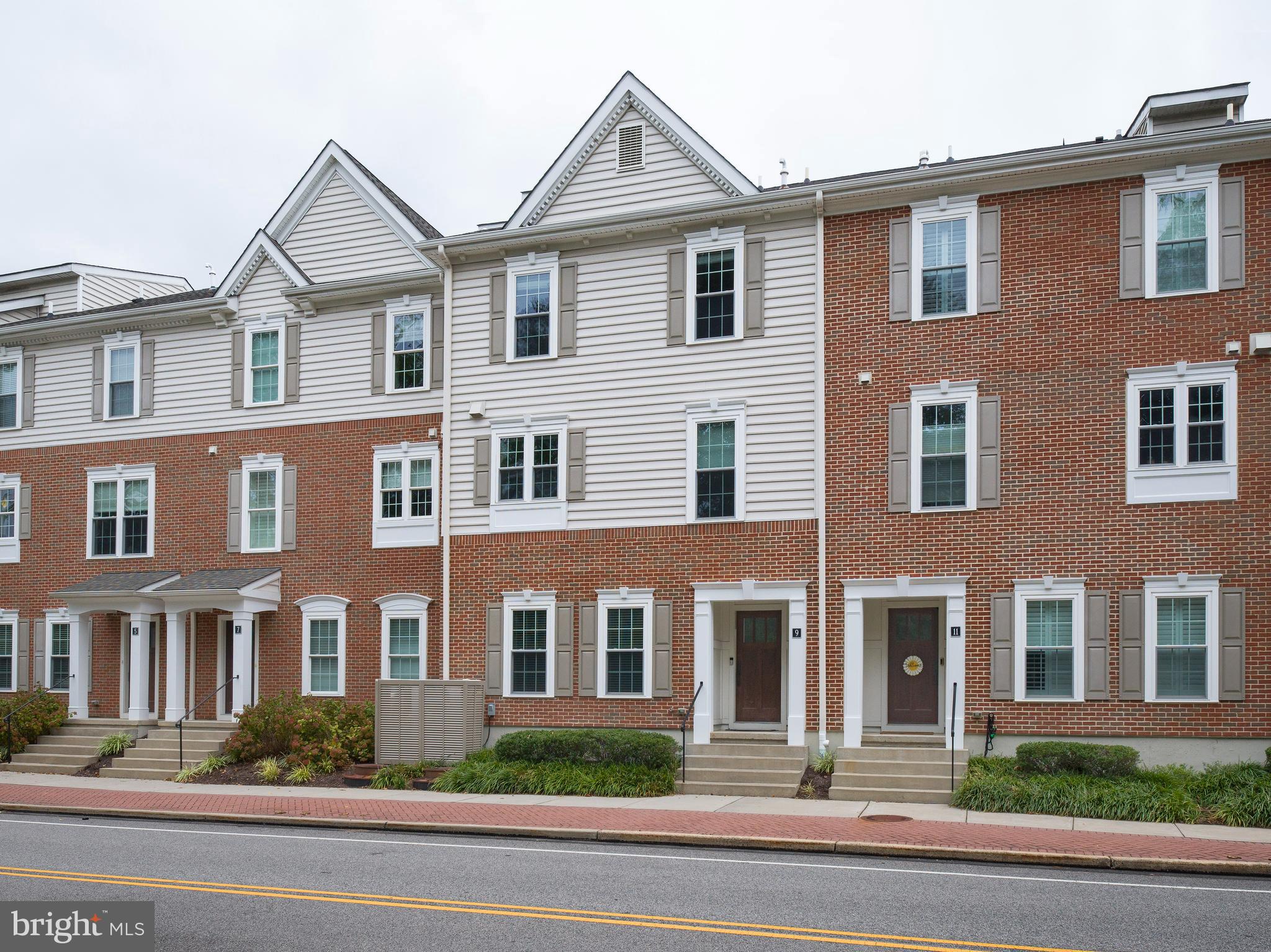 a front view of residential houses