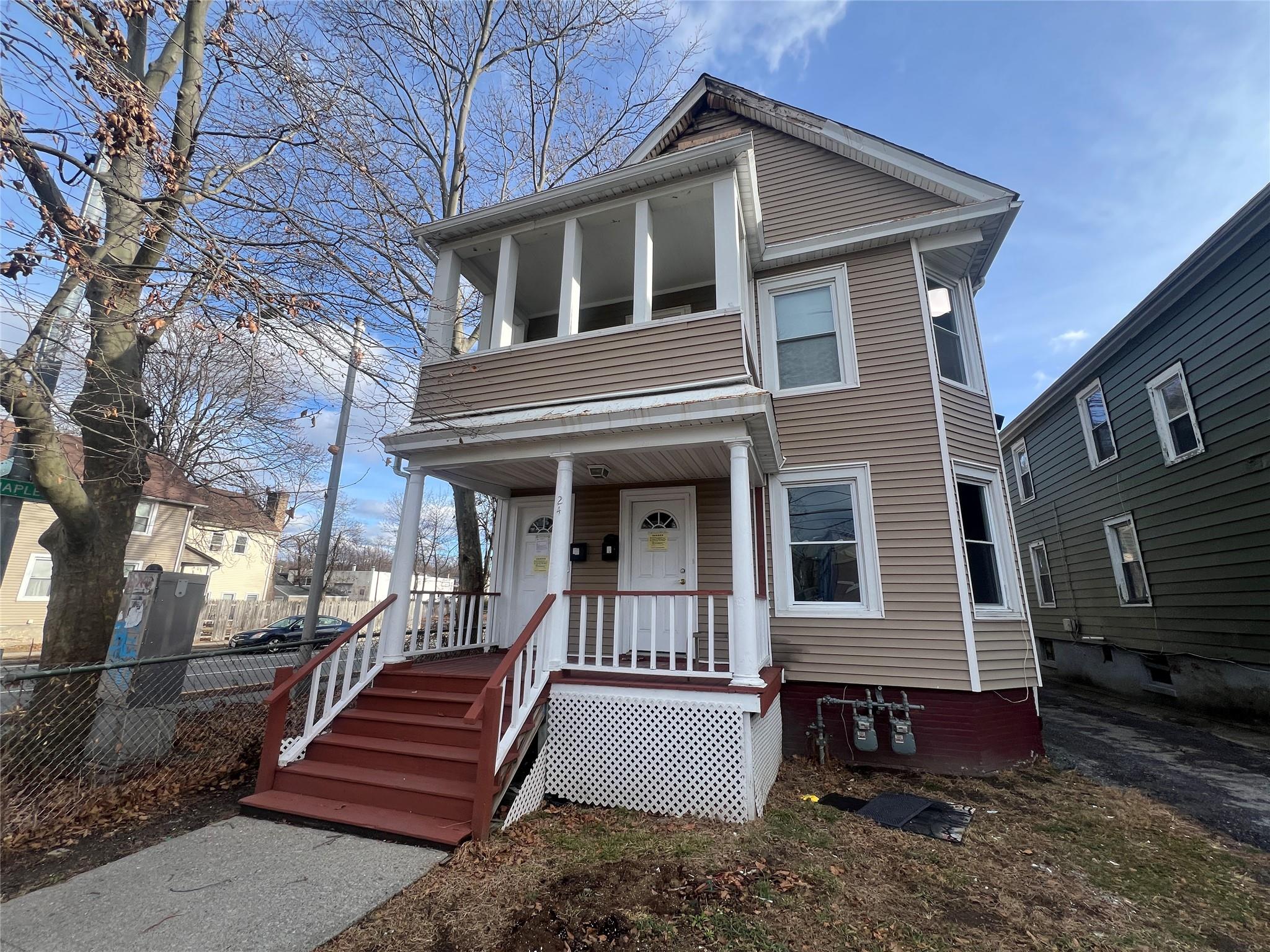 View of front facade featuring a porch