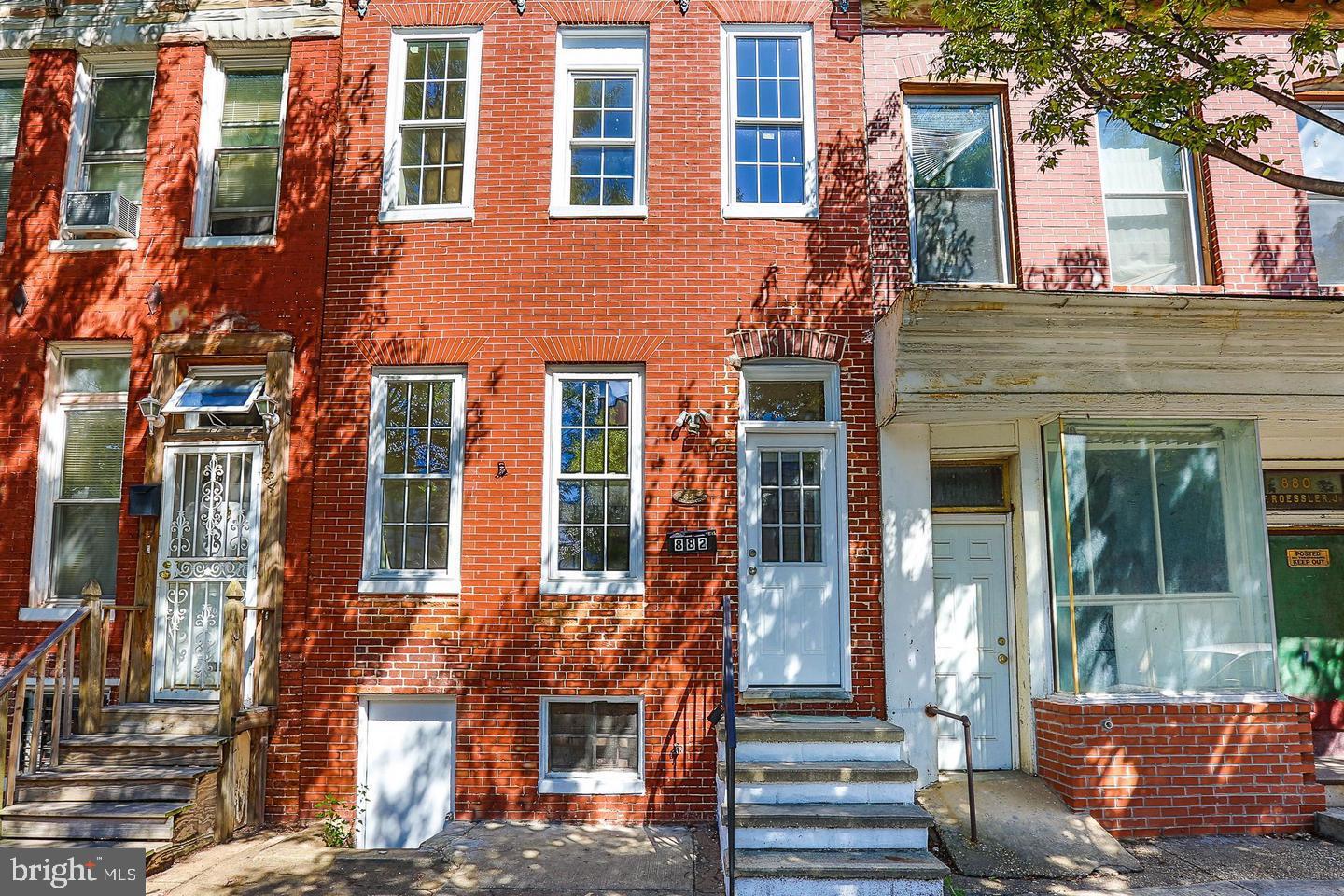 front view of a brick building