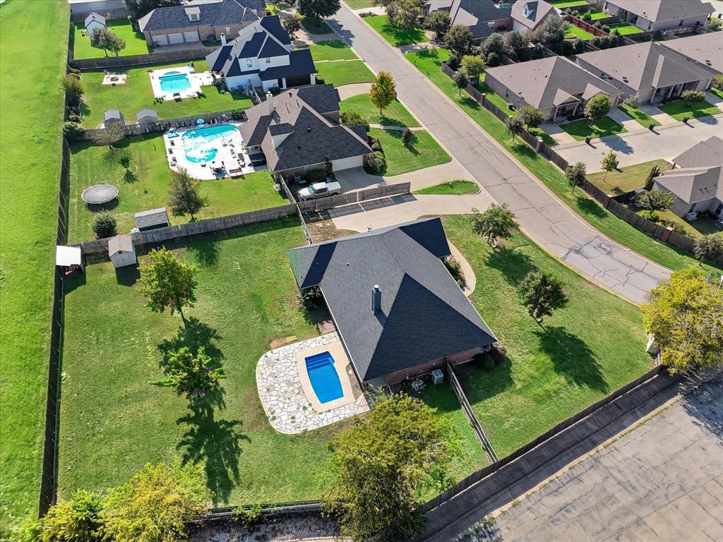 an aerial view of a house