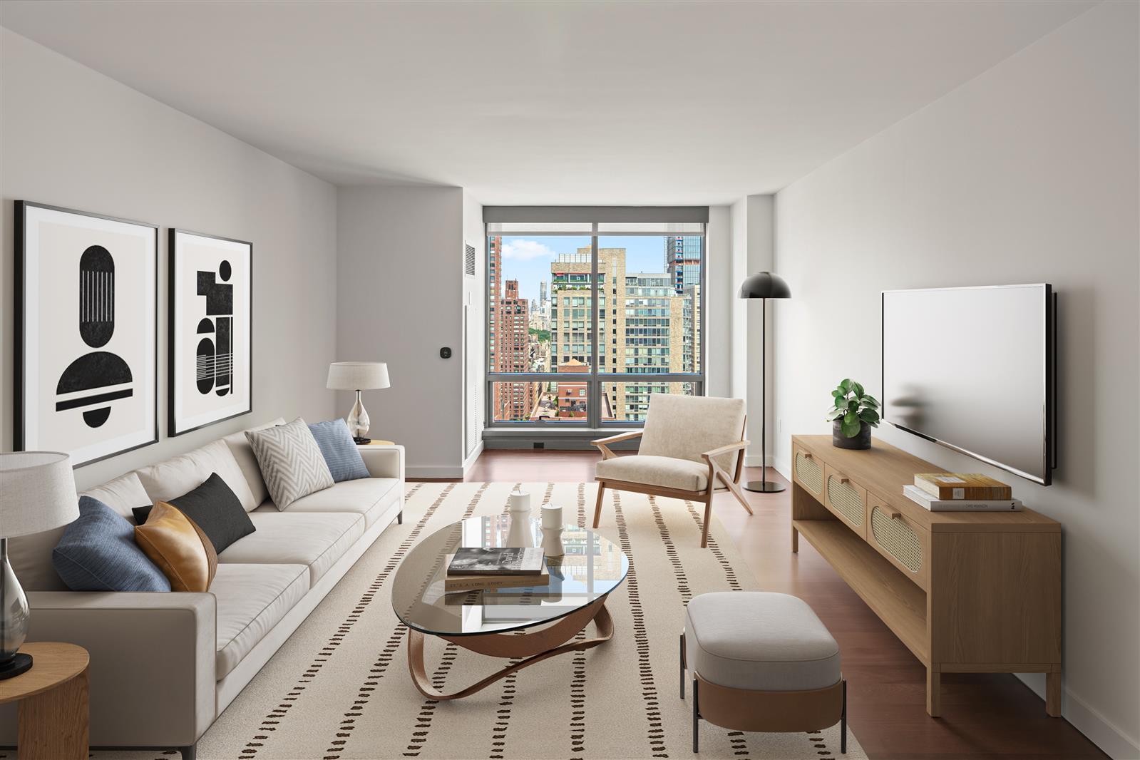 a living room with furniture and a flat screen tv