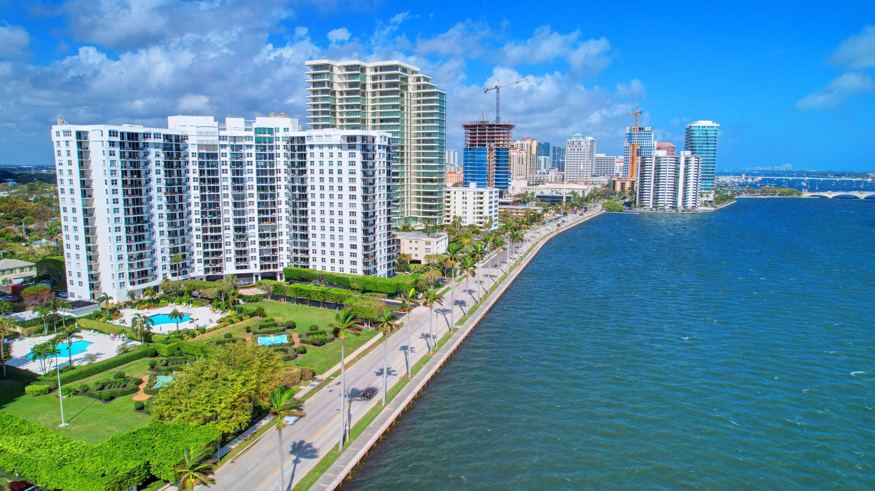 a view of a city with tall buildings