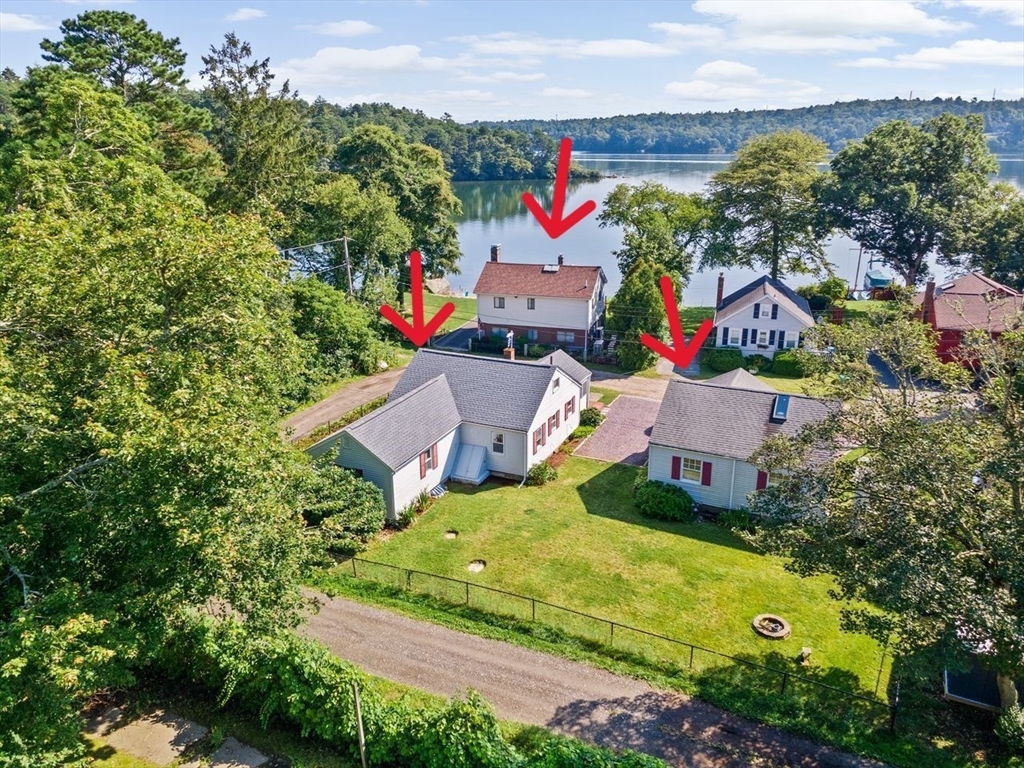 an aerial view of a house