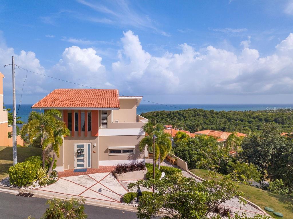 an aerial view of a house