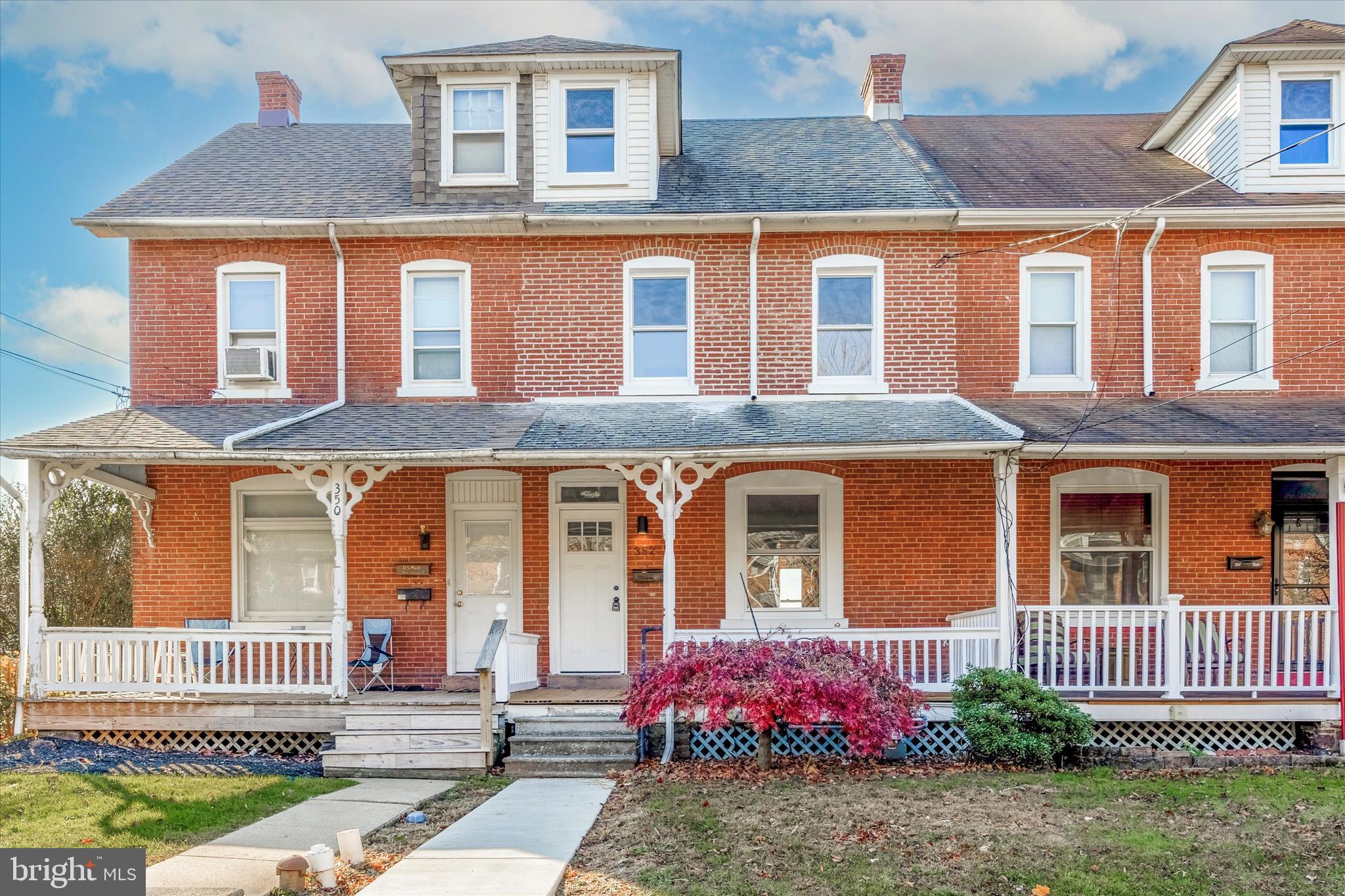 front view of a brick house