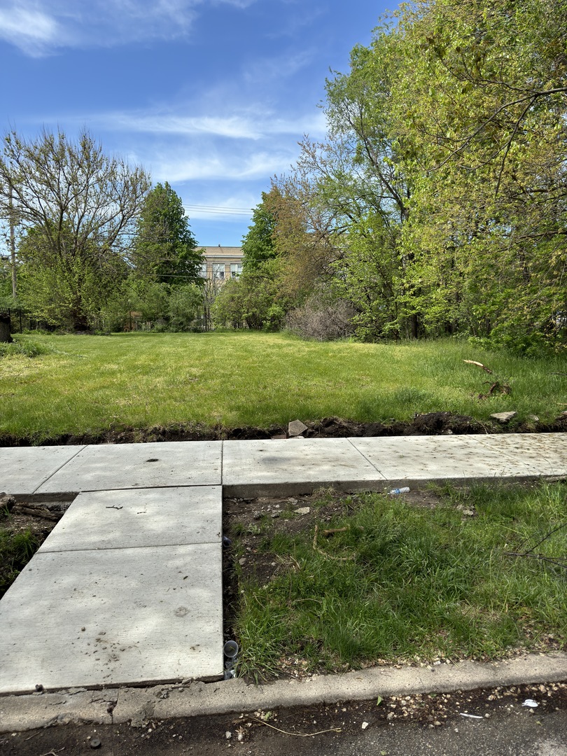 a view of a yard with a house