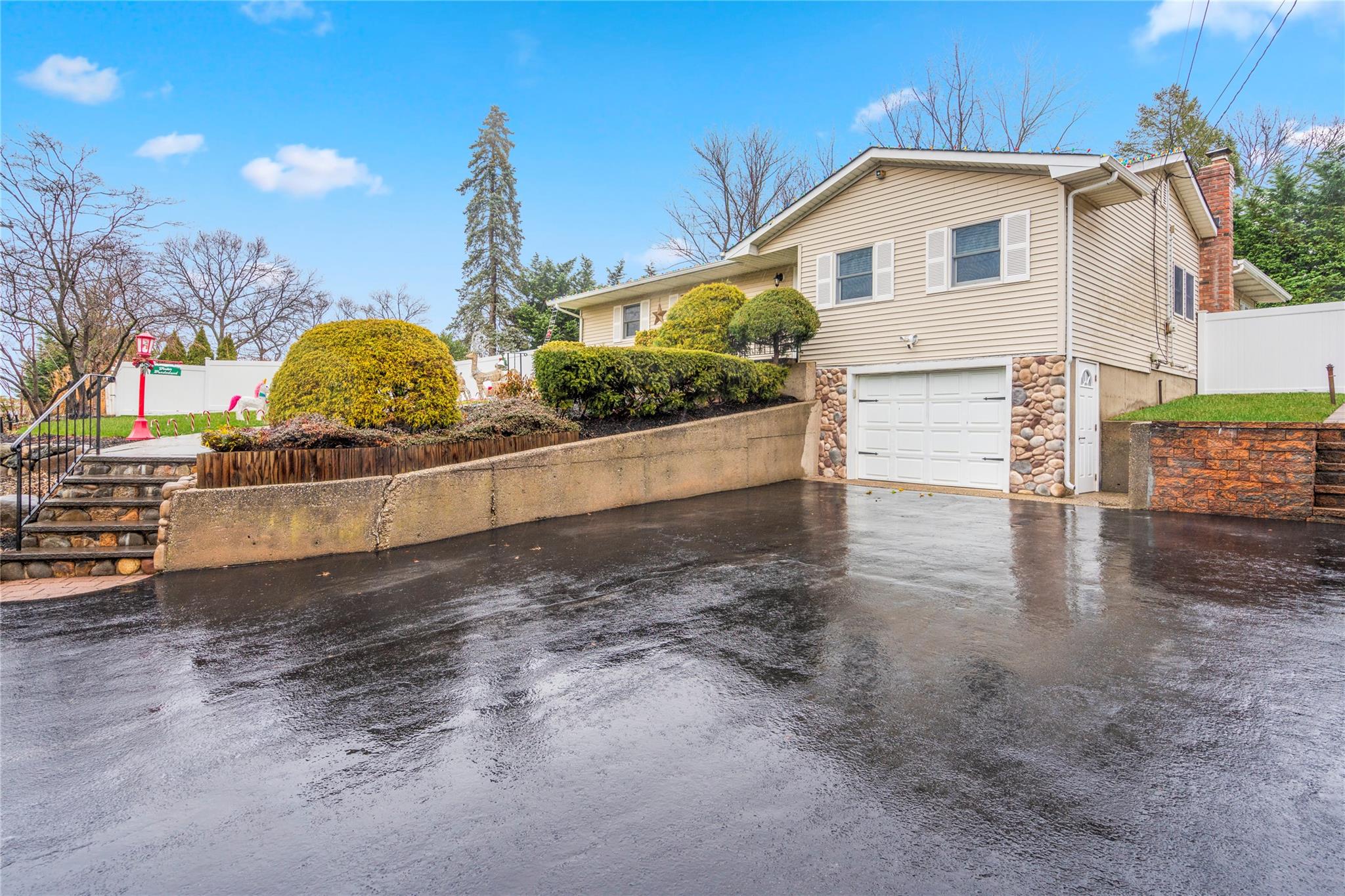 View of home's exterior featuring a garage