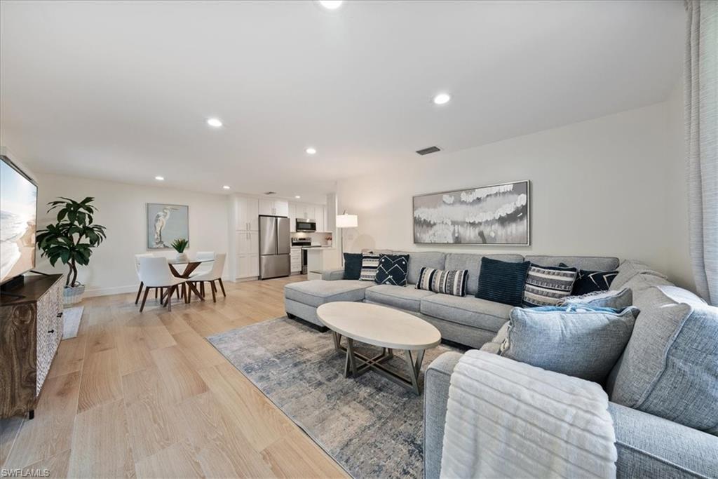 Living room featuring light wood-type flooring