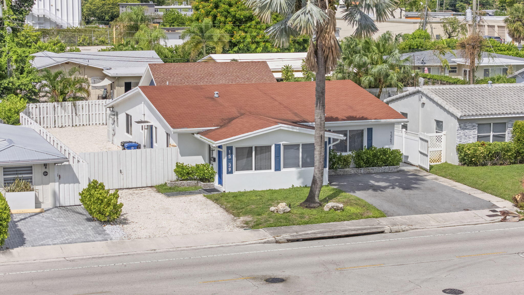 front view of house with a garden