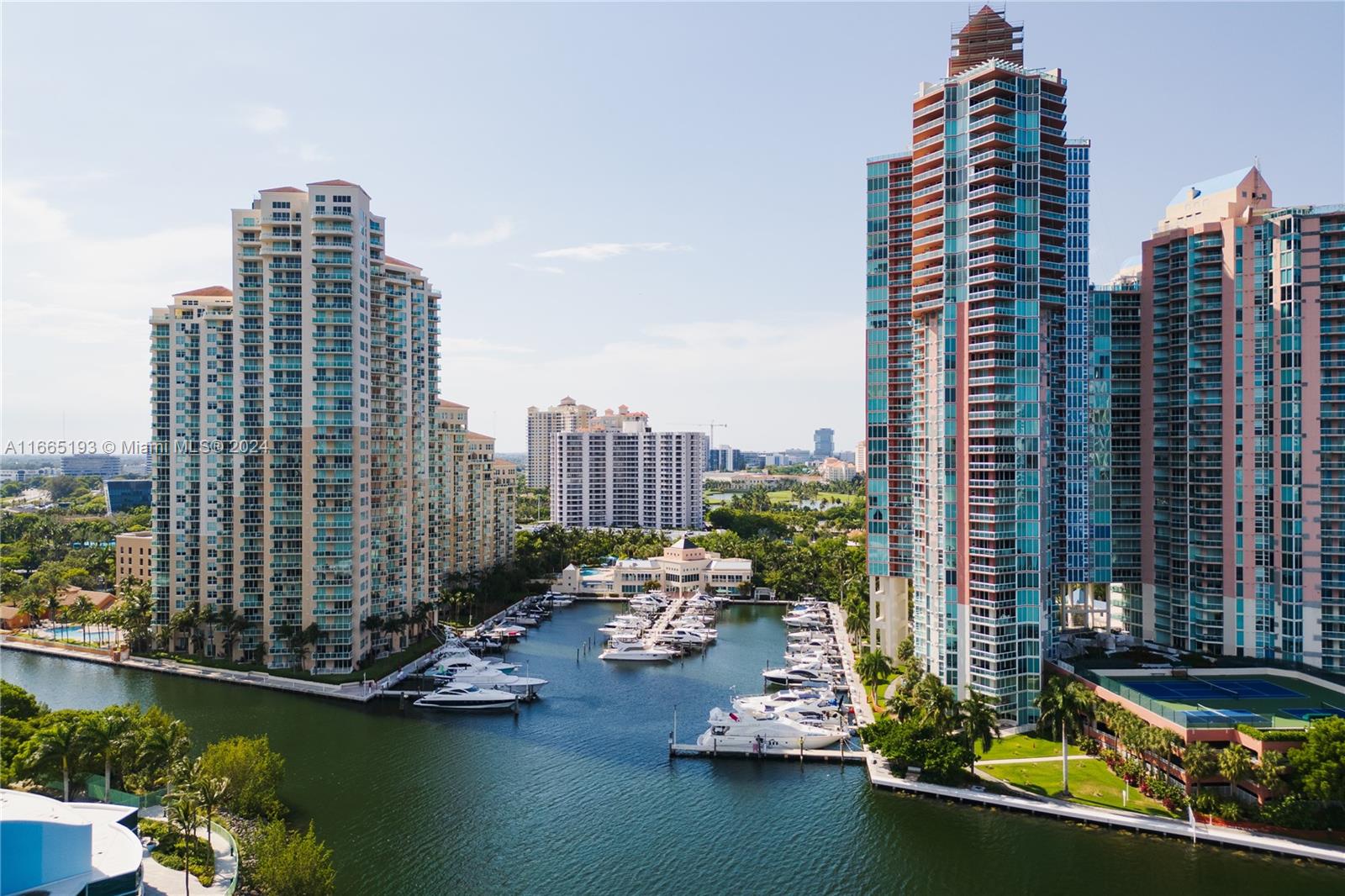 a view of a city with tall buildings