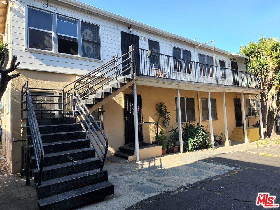 a view of a building with stairs and stairs