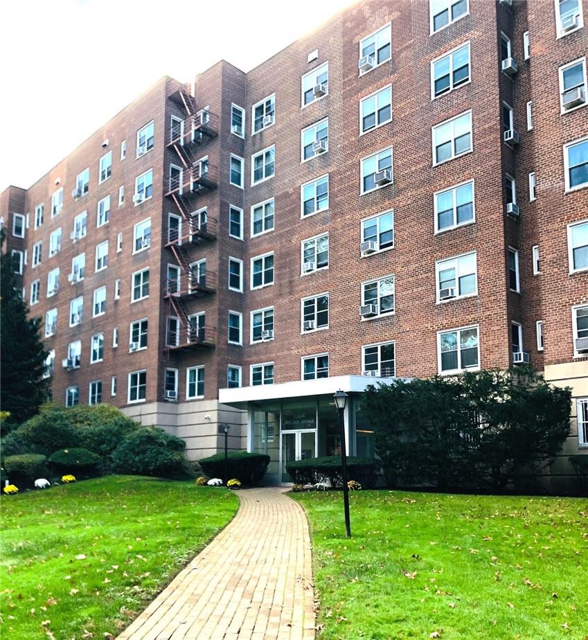 a view of a building with garden