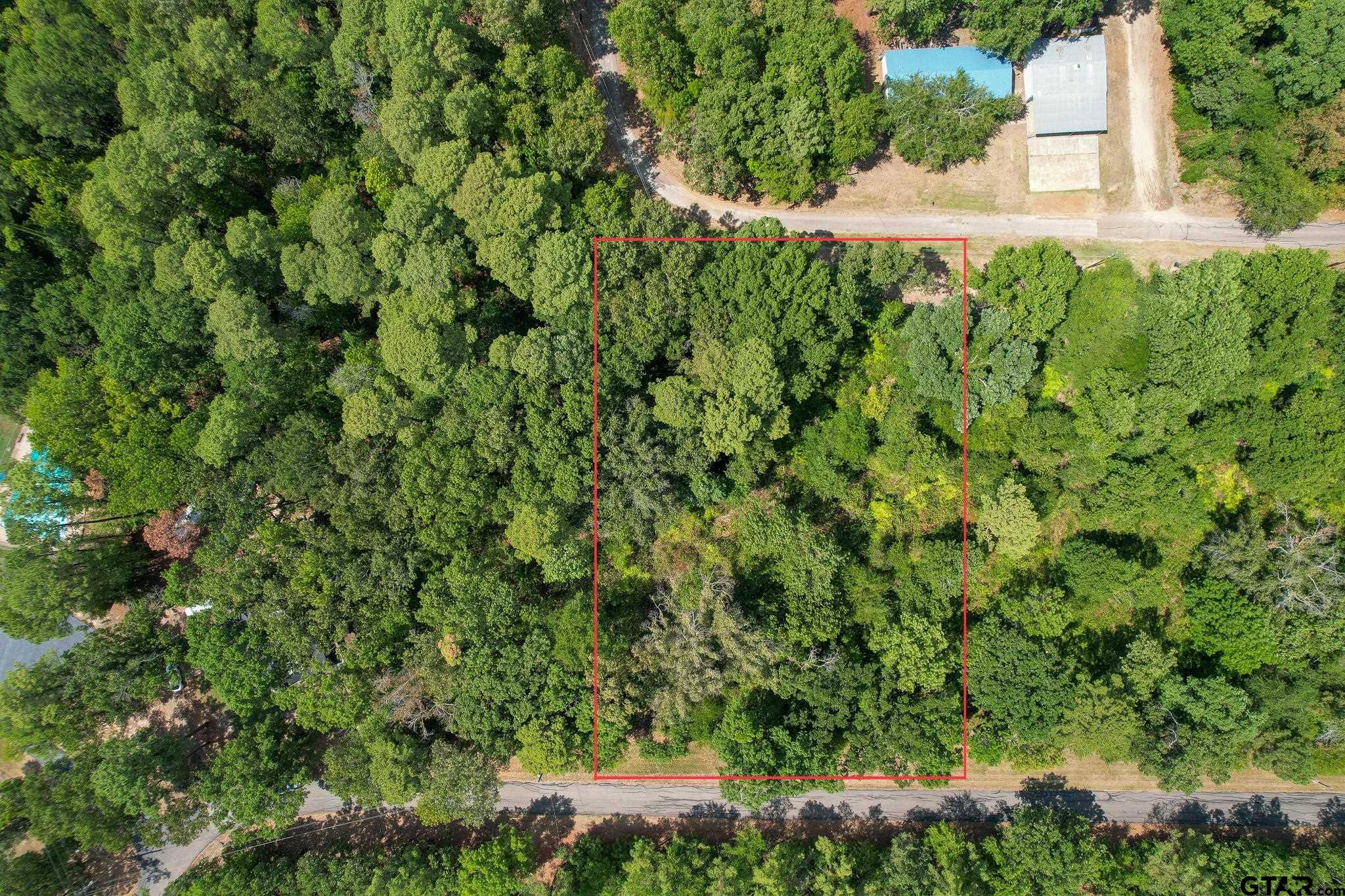 a view of a house with a lush green forest