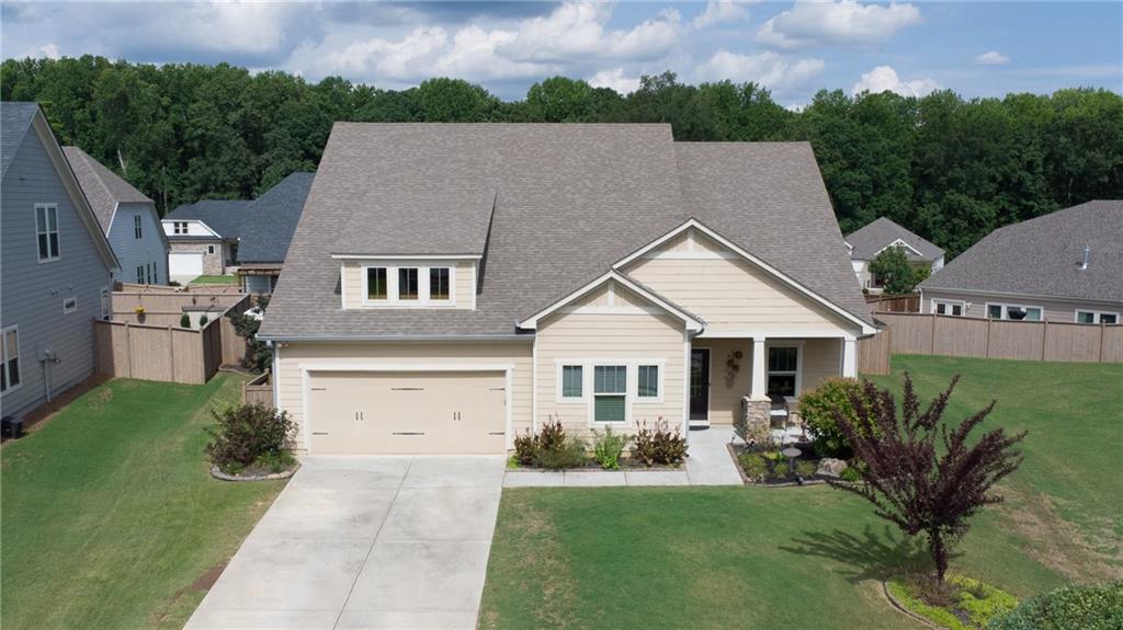 an aerial view of a house