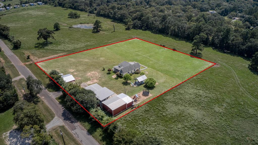 an aerial view of a house