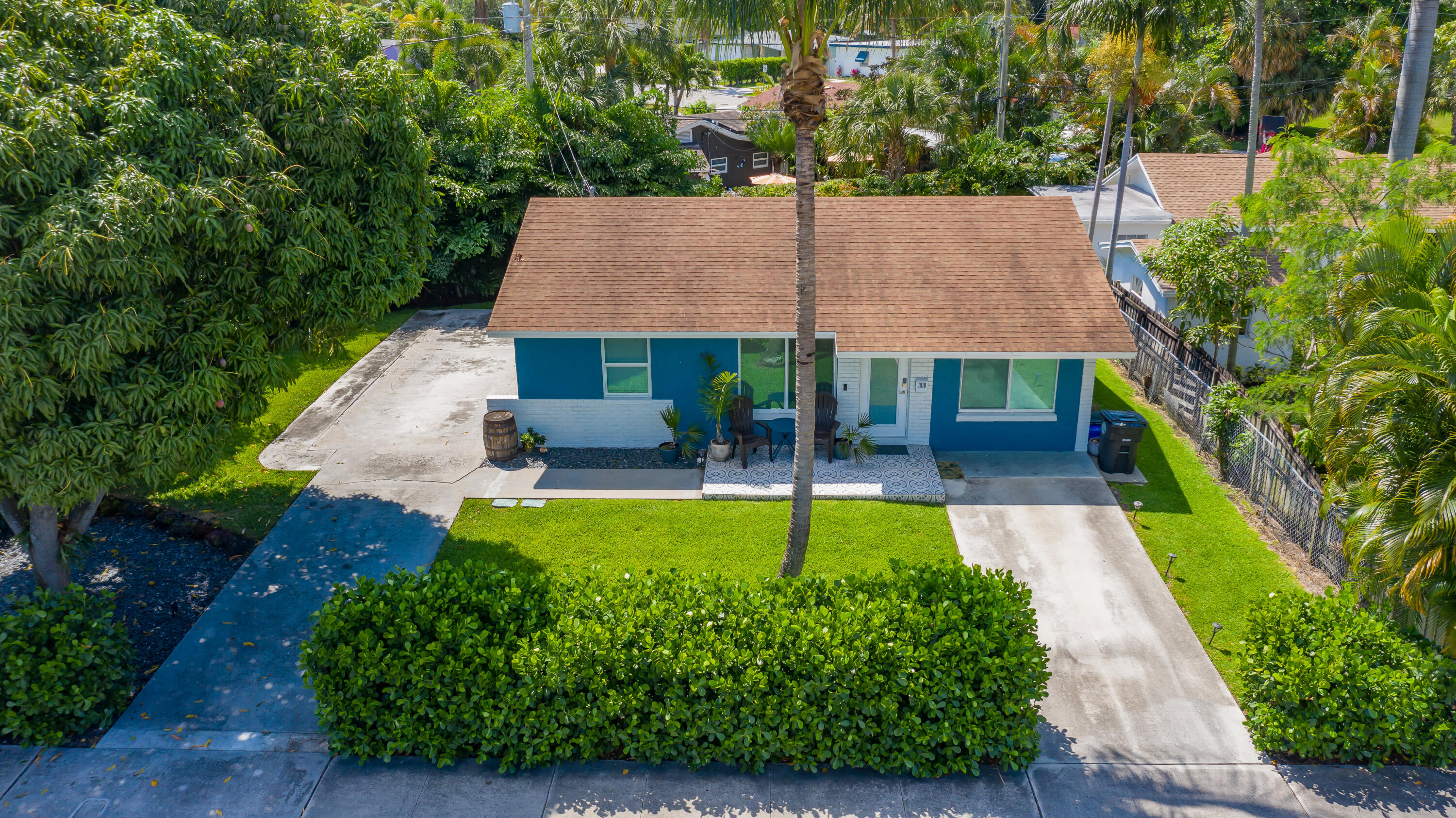 an aerial view of a house