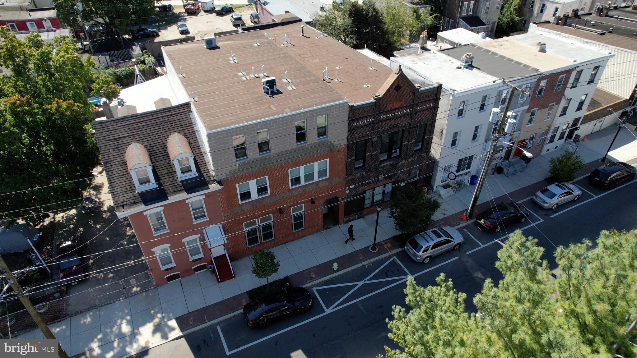 an aerial view of a building