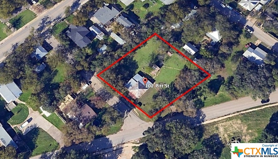 an aerial view of a house