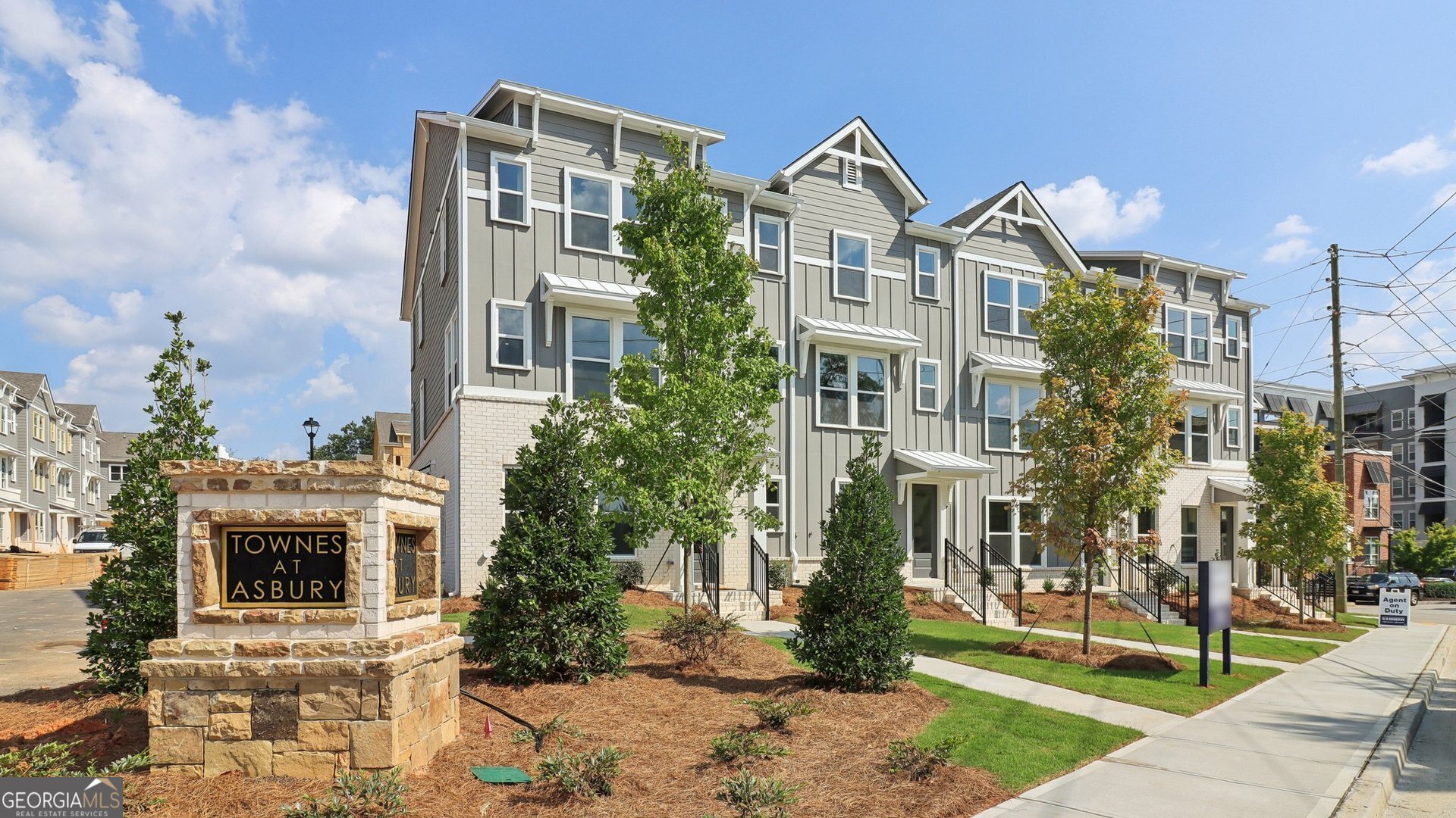 a front view of a multi story building