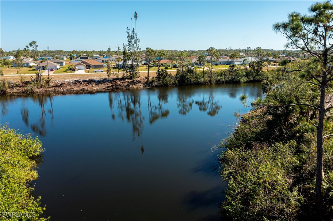 a view of a lake with houses