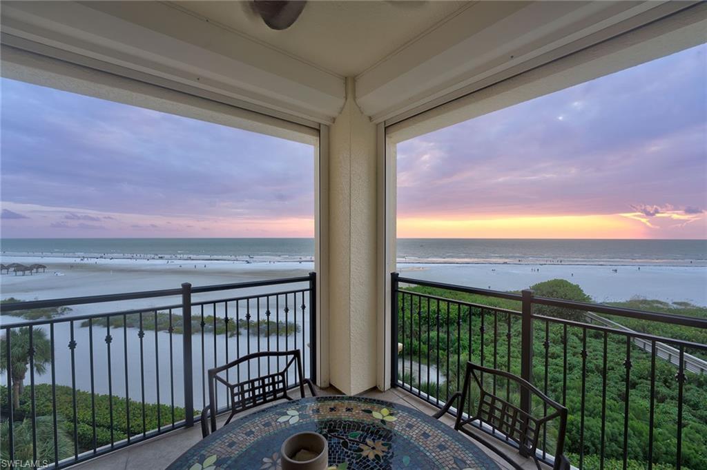 a view of balcony with floor to city view