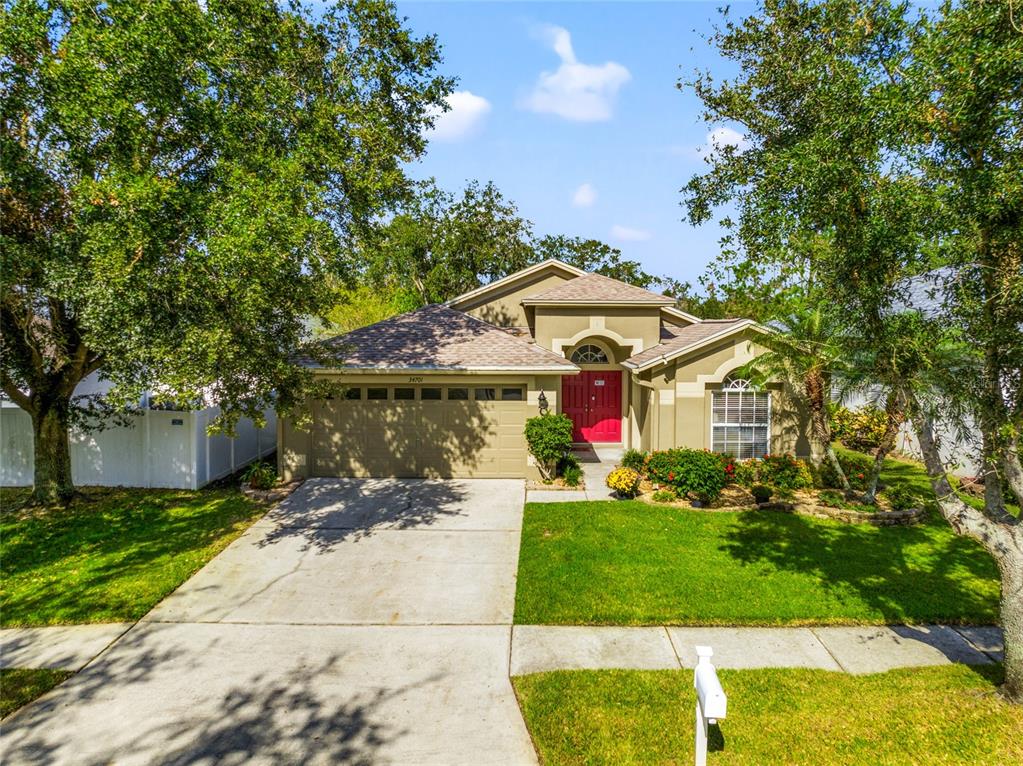 front view of a house with a yard