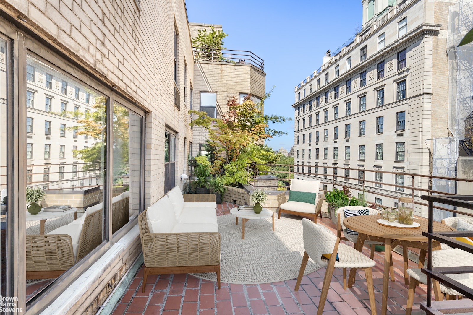 a view of balcony with patio