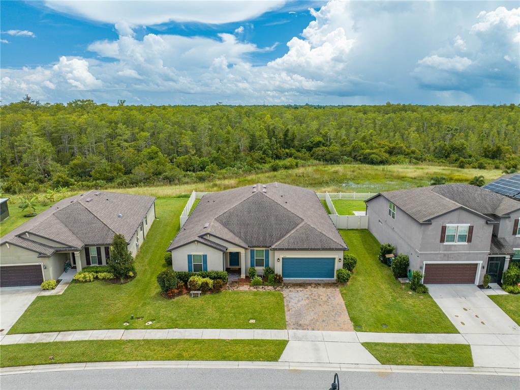 an aerial view of a house