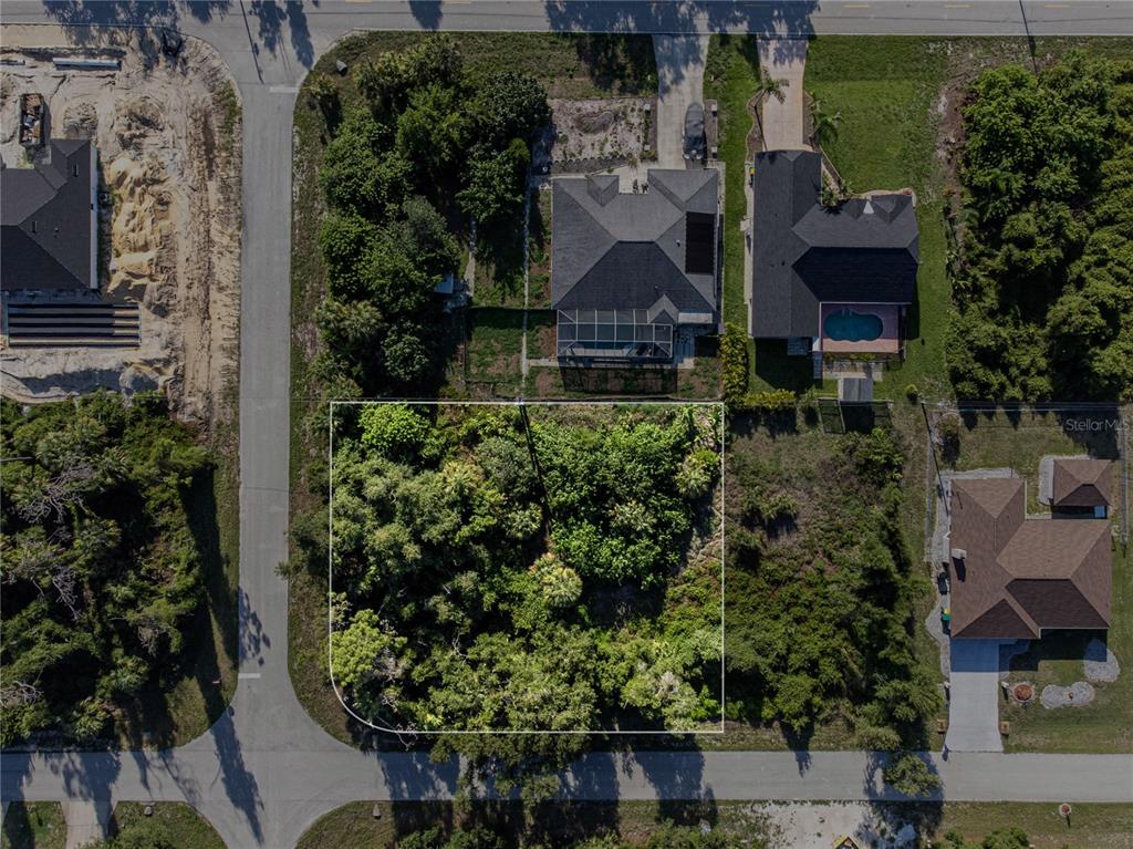 an aerial view of a house