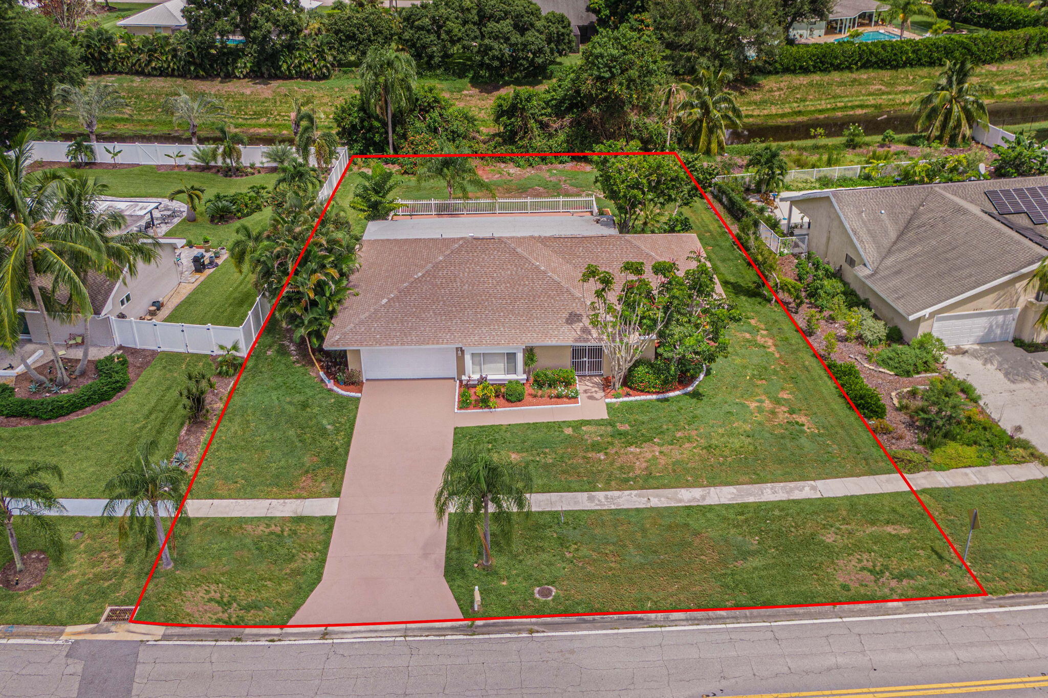 an aerial view of a house