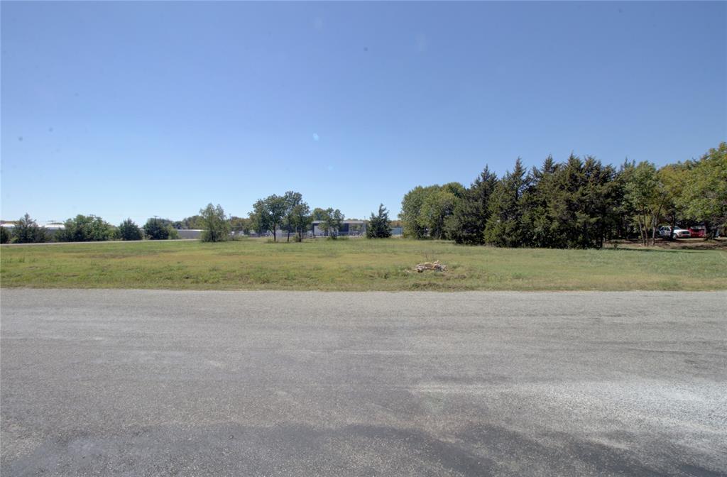 a view of a field with trees in background