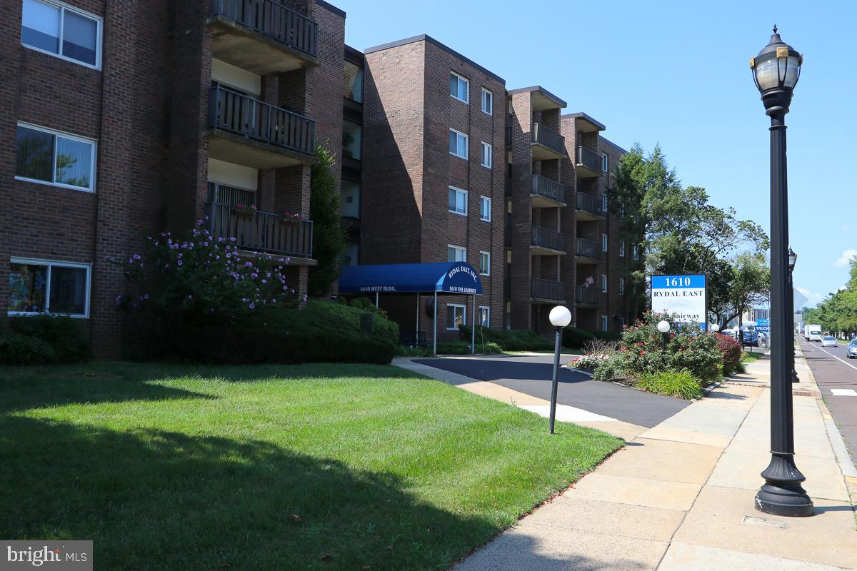 a view of a building with garden