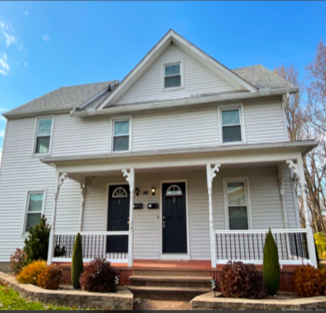 a front view of a house