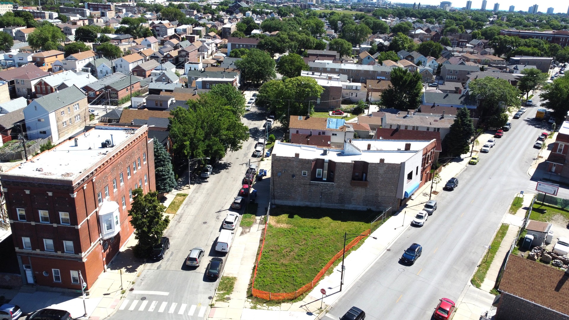 an aerial view of a city