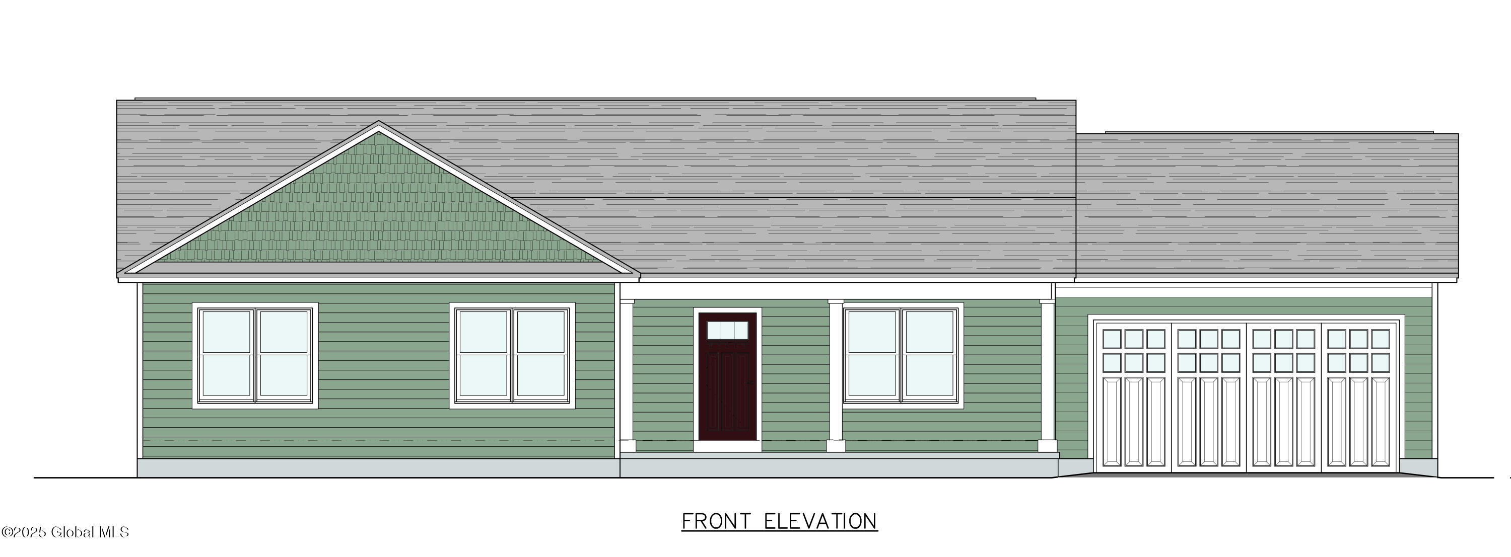 71 Bluebird - Front Elevation w Color