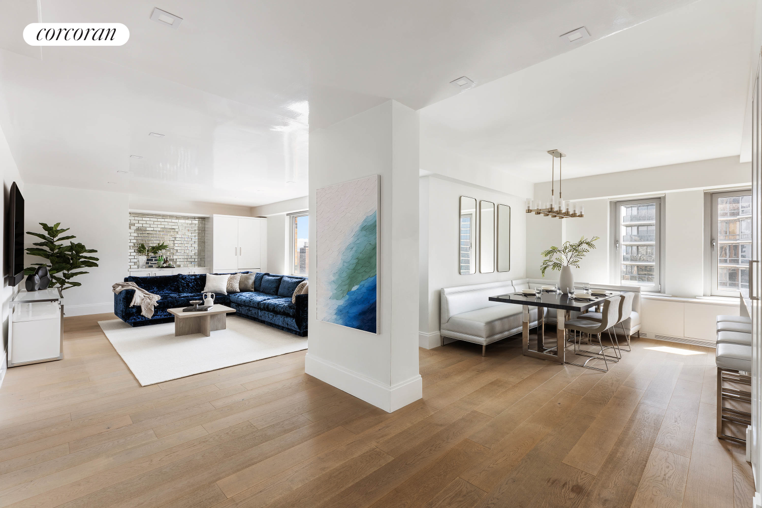 a living room with furniture and a couch