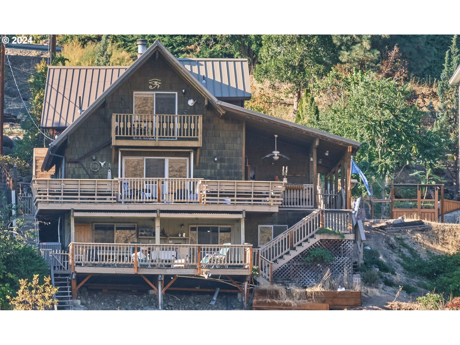 a front view of a house with a balcony