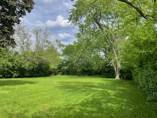 a view of a green field with wooden fence