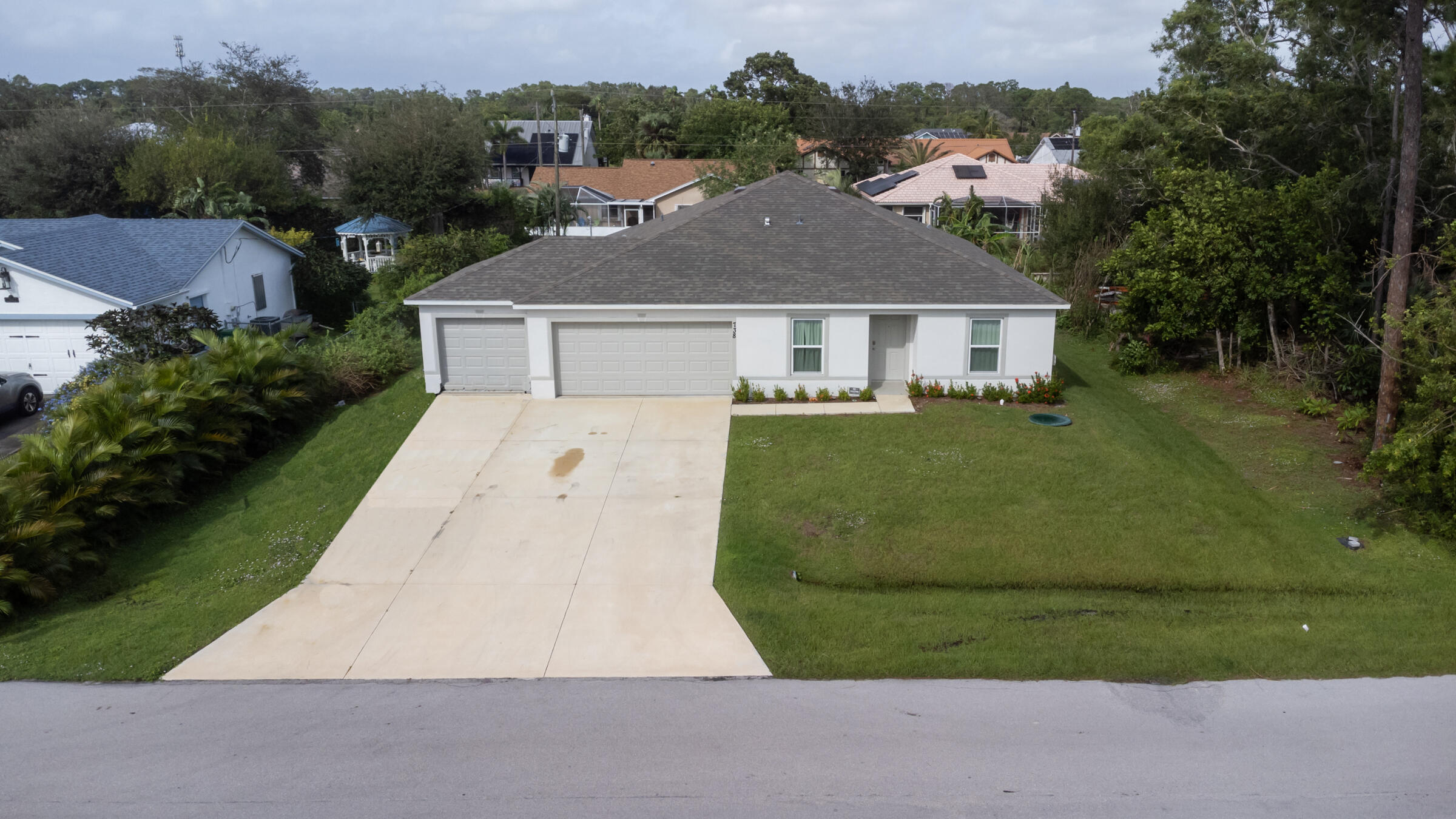 an aerial view of a house