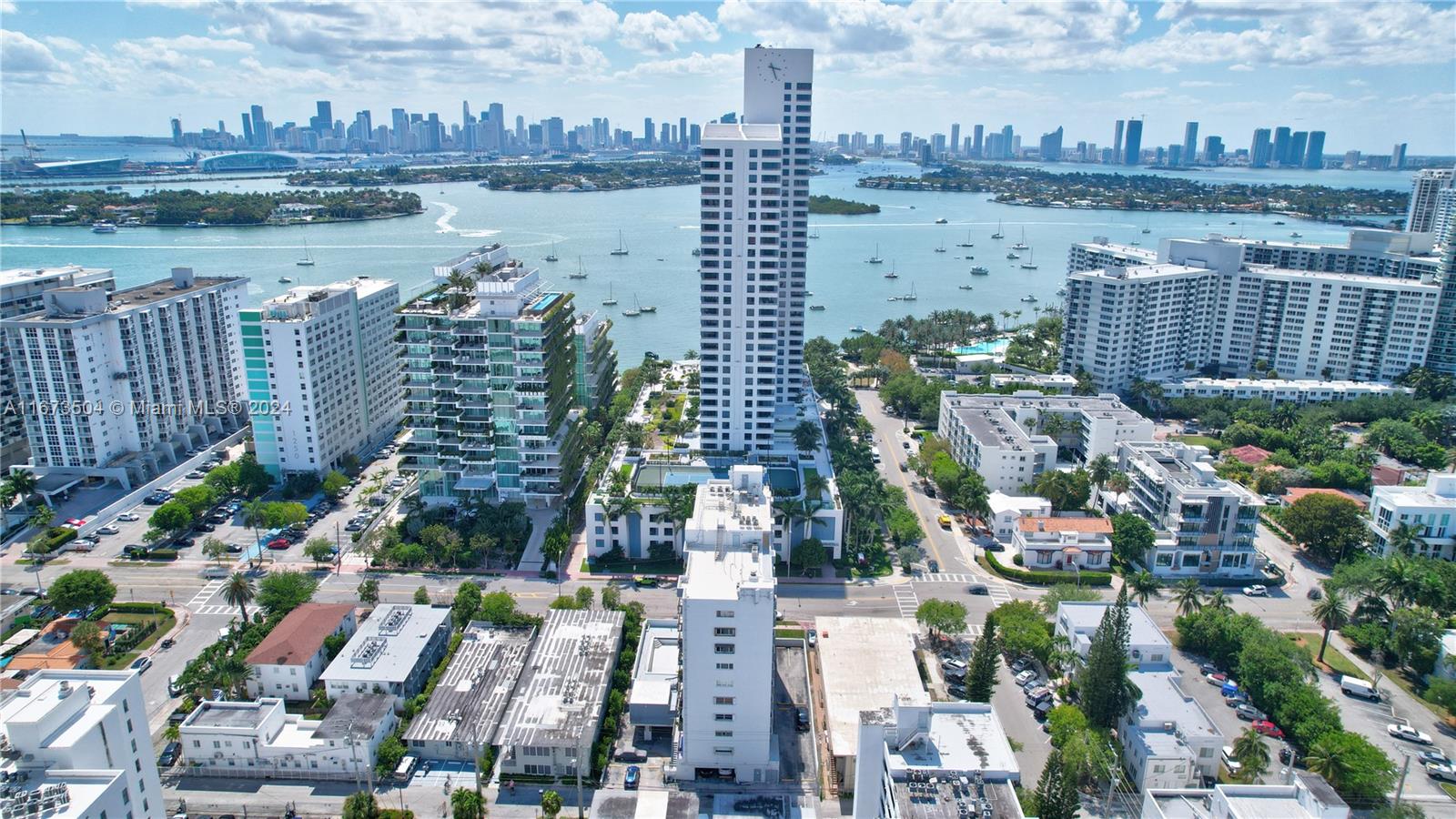 a view of a city with tall buildings