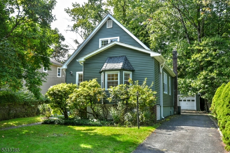 a front view of house with a garden