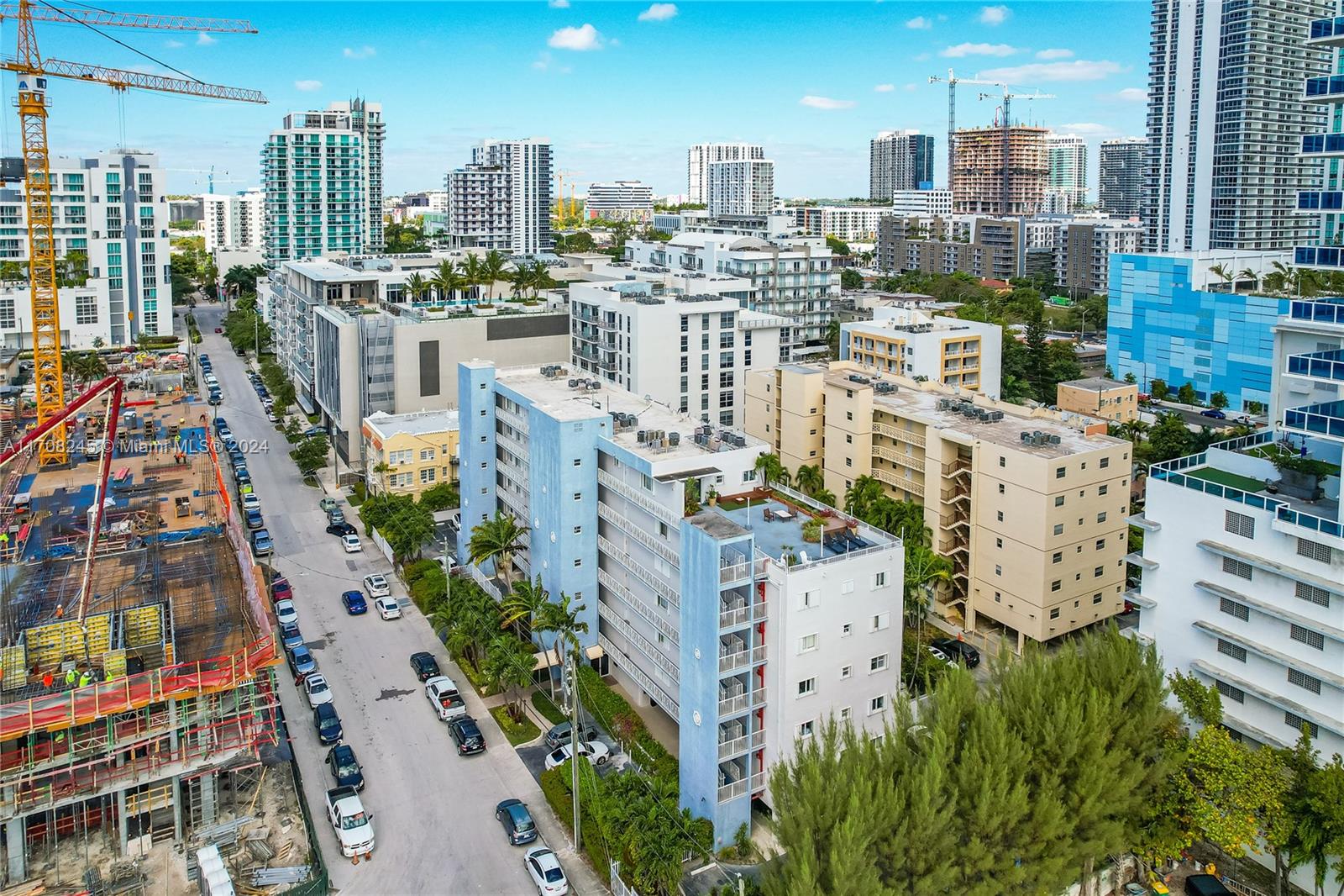 a view of city with tall buildings