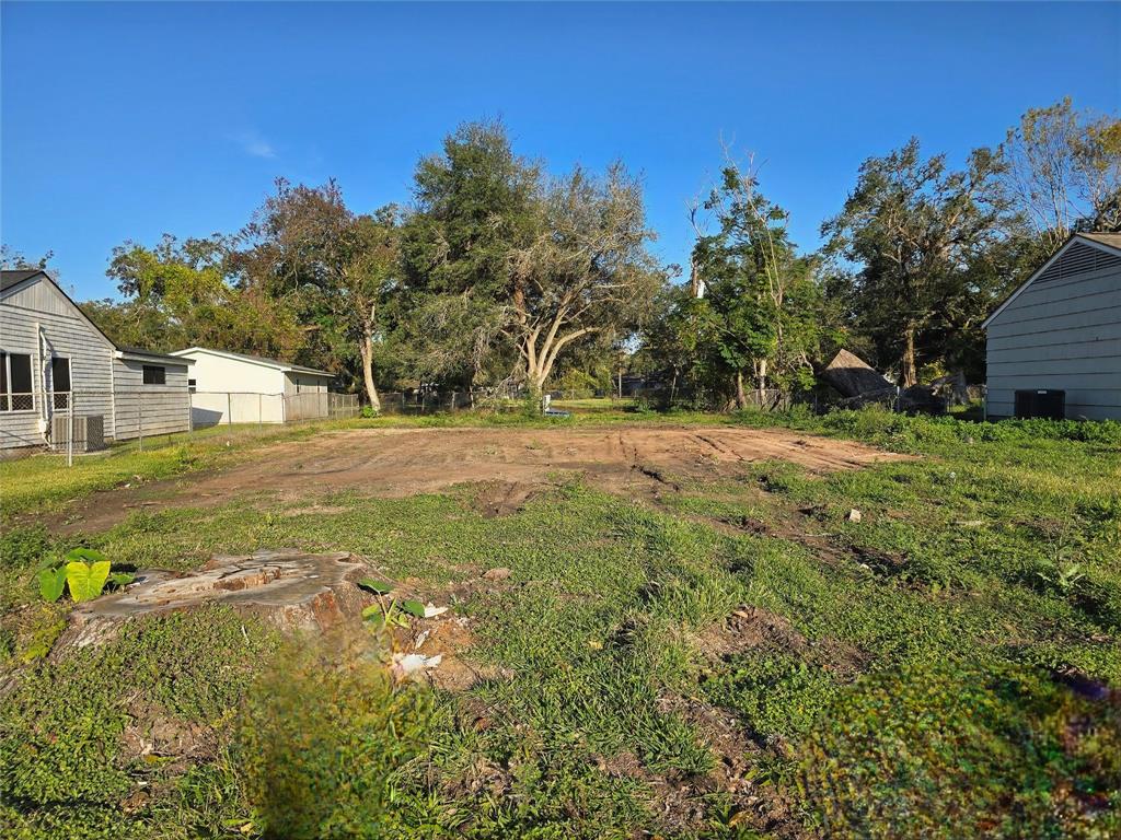 a view of a yard with an trees