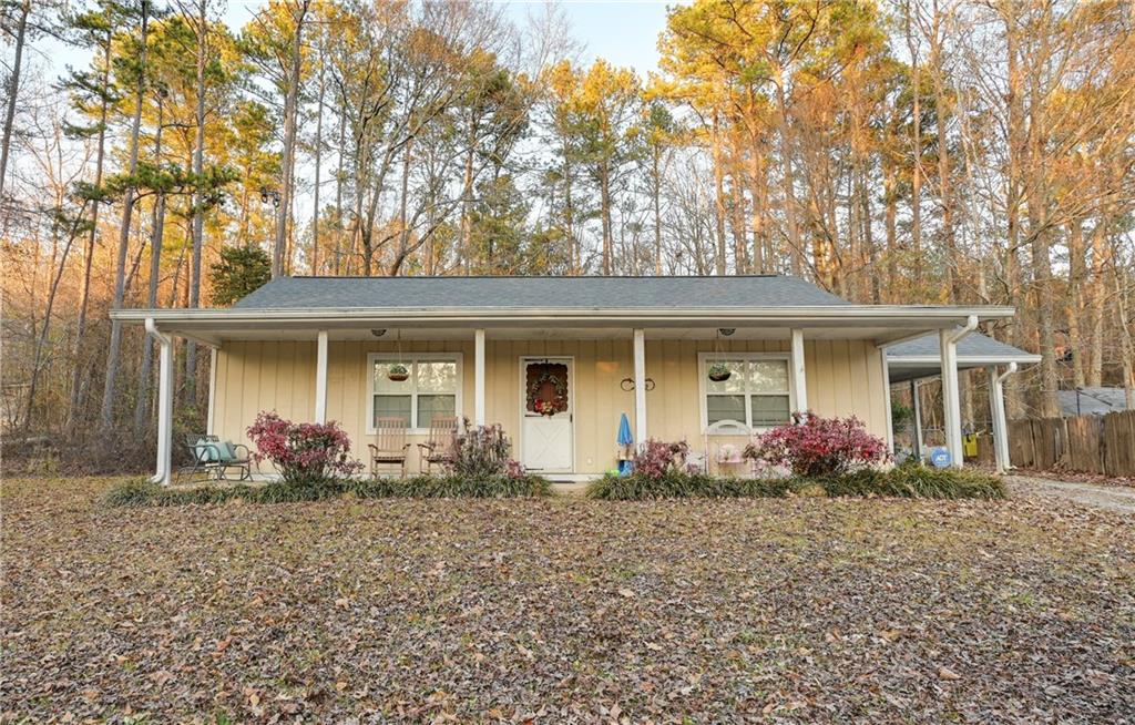 front front view of a house with an outdoor space